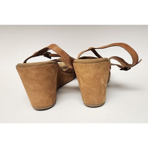 Gianni Bini Wedge Sandals Womens Brown Leather Strappy Slingback 10M - Picture 9 of 10